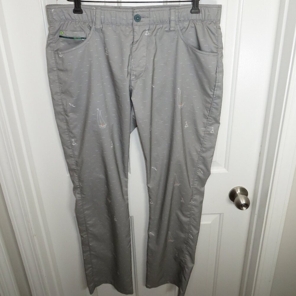 William Murray Performance Golf Pants Nautical AOP Sailboats Size 34 x 33